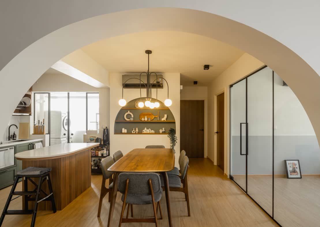 An arched dining area in a BTO at Bidadari